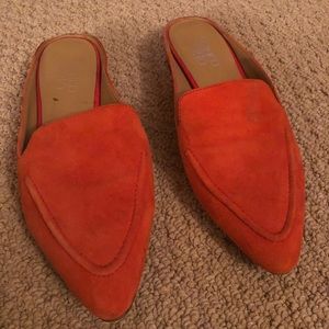 Franco Sarto fun orange suede mules size 7.5